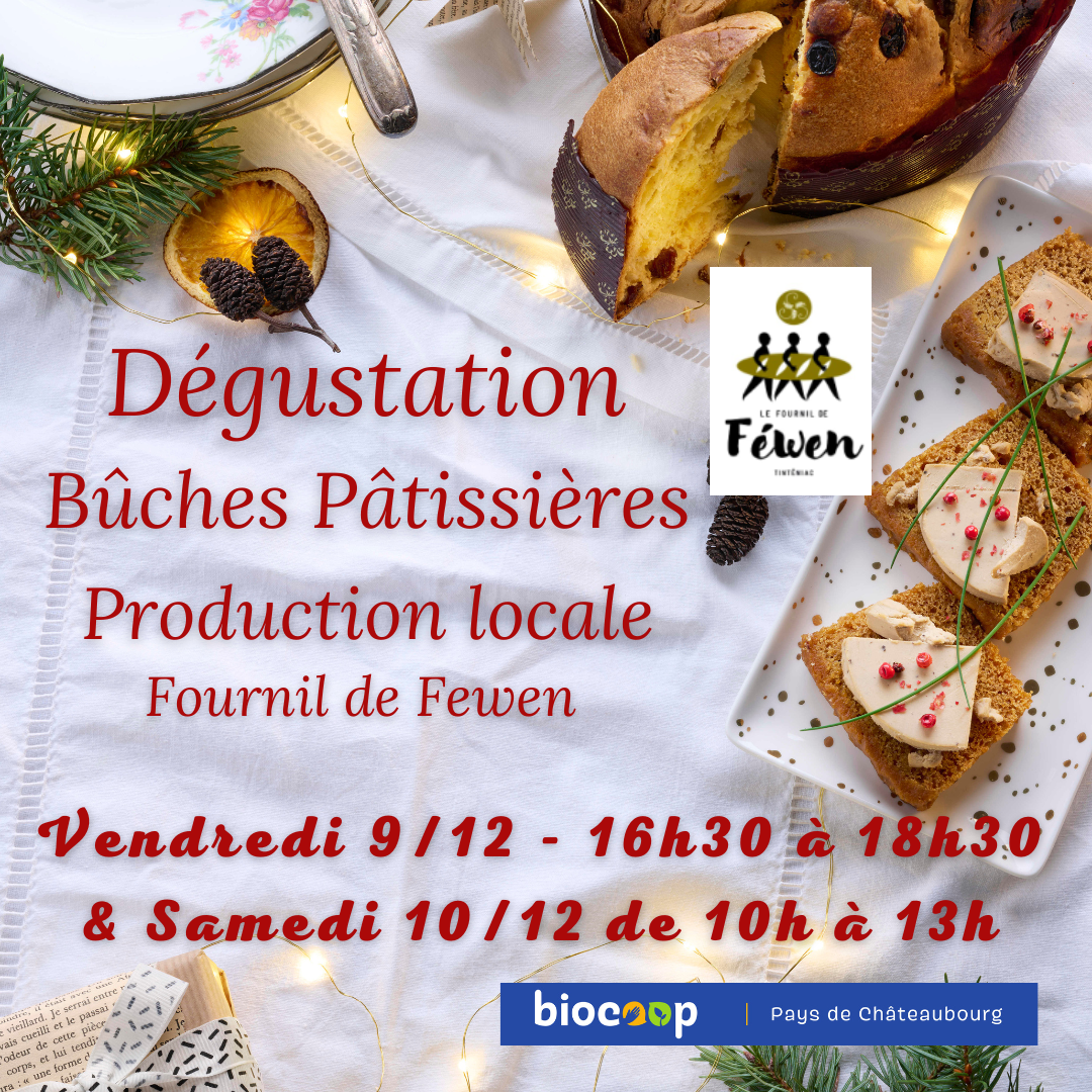 Dégustation Bûches Pâtissières Bio et locales du Fournil de Fewen